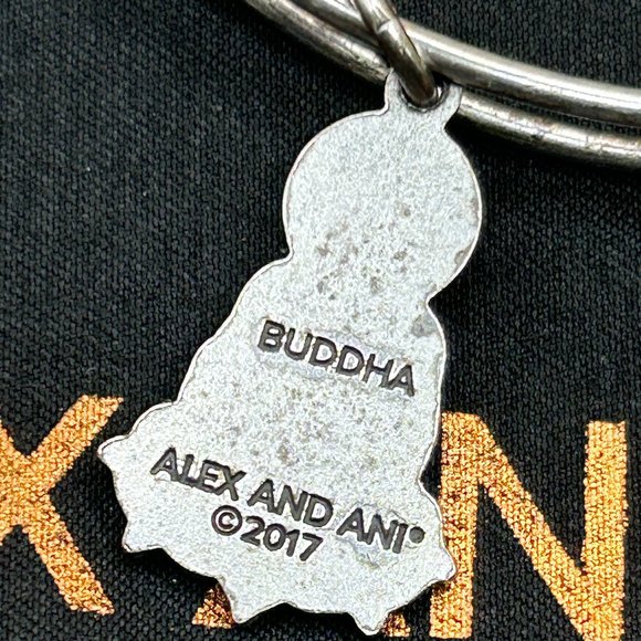 Alex and Ani Silver Bangle Charm Bracelet Buddha 2017 Designer Signed Jewelry - Picture 4 of 5